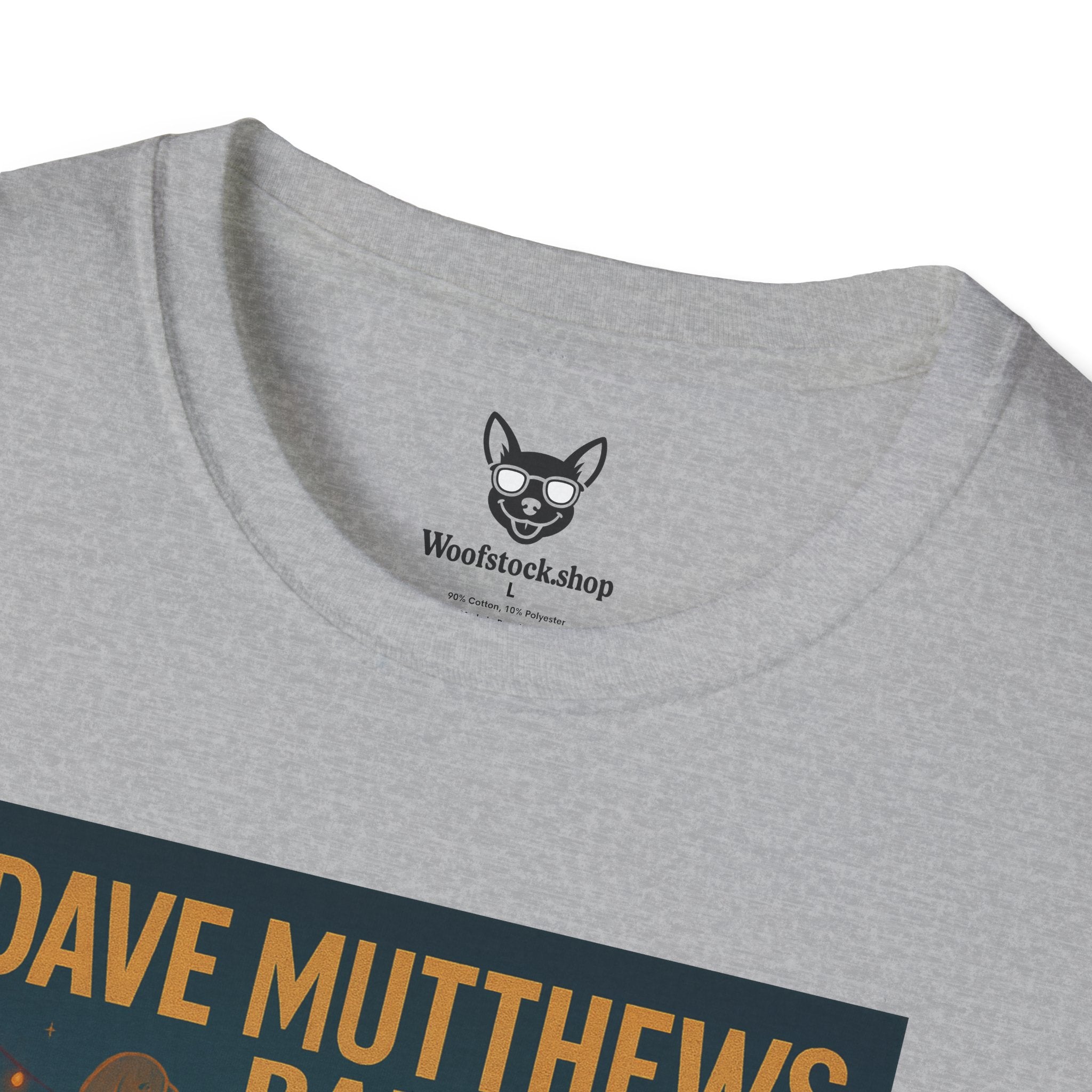 Dave Matthews Band Concert Poster Dog Parody Unisex Softstyle T-Shirt -- Funny Dog Concert Tee for Music and Dog Lovers